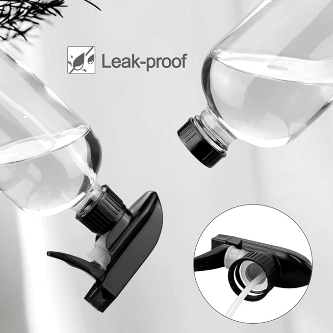 Glass Spray Bottles, 16oz Clear Glass Spray Bottles with Labels & Adjustable Nozzle, Reusable Containers for Cleaning, BBQ, Food, Plants, Alcohol, Essential Oils(3 Pack)