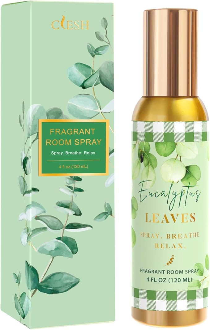 Room Spray, Eucalyptus Leaves, 4 fl oz, Air Freshener for Home, Long-Lasting Odor Eliminator for Bathroom and Office