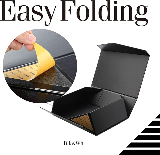 BLK&WH 6 Large Gift Boxes 13.5x9x4.1 Inches, Black Collapsible Groomsman Gift Boxes with Magnetic Lids (Matte Black)