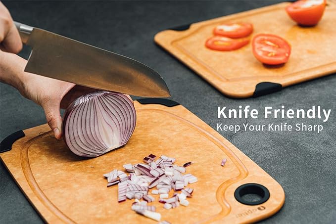 Toptier Wood Fiber Cutting Board for Kitchen - Non-Slip, Reversible, Eco-Friendly, Small 11.5 x 9.25-inch Chopping Board, Natural Slate