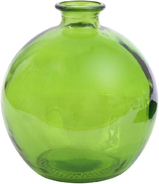 Couronne Company Ball Recycled Glass Vase, G5464G01, 6.75 Inches Tall, 66 Ounce Capacity, Lime Green, 1 Piece