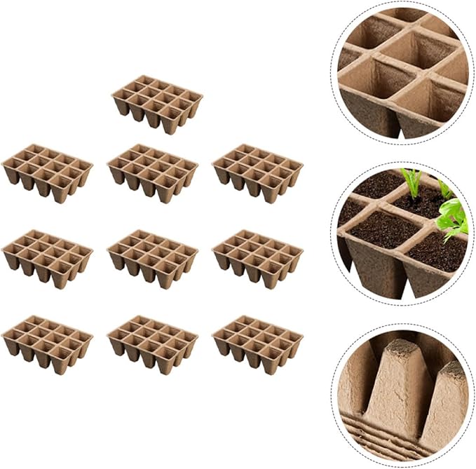 10pcs Biodegradable Paper Plant Nursery Pots Multi-Cell Seedling Trays for Gardening Herb Growing Containers Safe Planting Cups