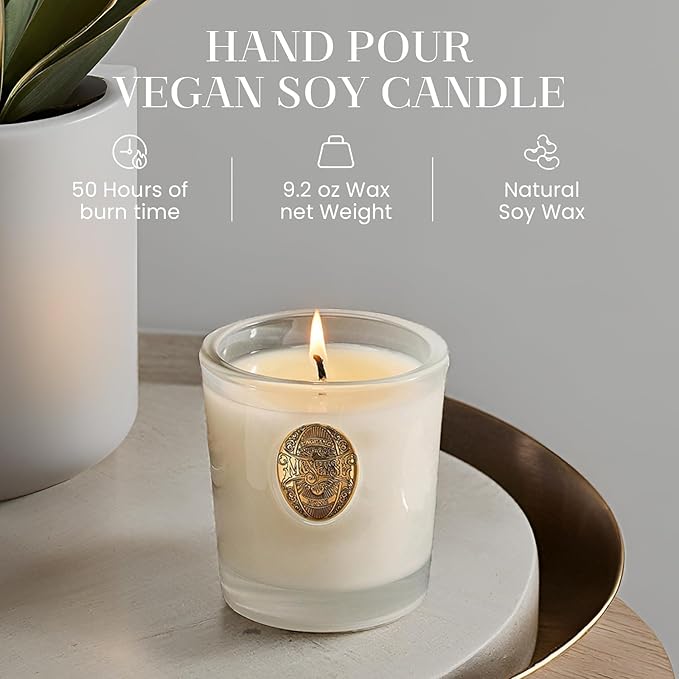 M&SENSE Natural Soy Candle | Vanilla Dream & White | 9.2 oz, 50H Burn Time | Luxury Scented Candle for Relaxation, Gifting, Home Décor | Ideal for Bedroom, Office, Party Ambiance