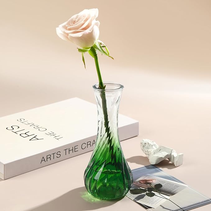 Set of 24 Glass Vase, Green Vase, Bud Vases in Bulk with Lace for Floral Arrangements, Events, Home Decor Weddings, Table Centerpiece