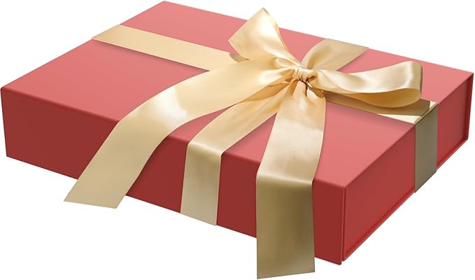 MOZRRO Gift Box 11.5 x 8.2 x 2.3 In Gift Boxes for Presents Magnetic Closure, Gift Boxes with Lids for Presents Birthday Luxury Jewelry T-shirts Gloves Scarves Books Clothes Gift Wrap - Red