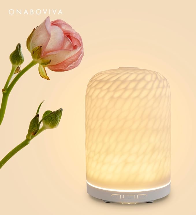 Essential Oil Diffuser – 2.4MHz Ultrasonic Aromatherapy Diffuser, Health Night Light, Timer & Auto Shut-Off, BPA-Free, 120ml Ceramic Oil Diffuser for Home, Office, or Spa, Yoga
