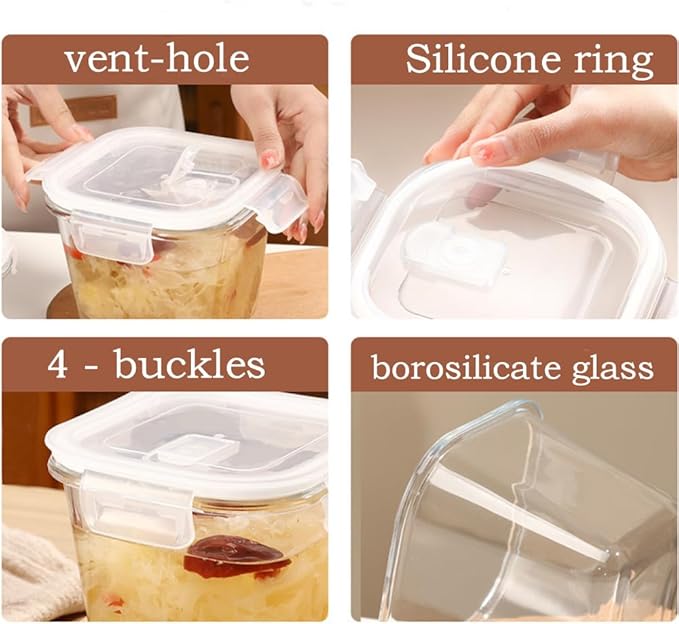 4 Cup Square Glass Food Storage Container with Lids, Square Glass Soup Container with Airtight Lids, 32 OZ Food Prep Bowls for Leftovers, Salad, Microwave、Fridge、Dishwasher Safe (2 Pack)