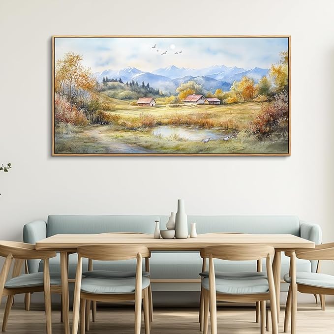PHAOHUAXM Large Canvas Wall Art For Living Room Wall Decor For Bedroom Office Dining Room Rural Landscape Wall Painting Printing Artwork Pictures Farmhouse Home Decoration Mural 30 x60 Wood Frame