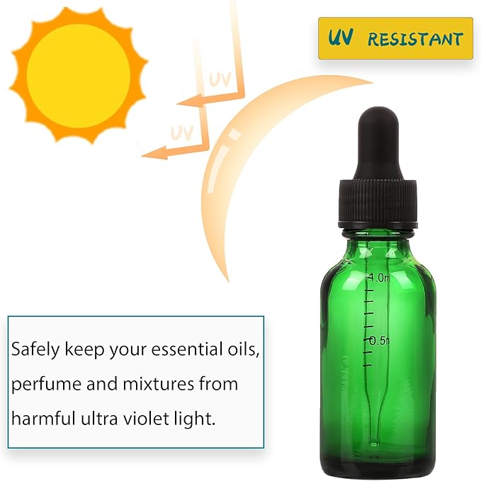 48 Pack,1oz Glass Dropper Bottle,Green Tincture Bottles with Dropper,Pretty Finish for All Kinds of Liquids,Oil Bottles for Hair- Stronger Suction ideal for Leakproof Travel