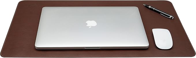 Gallaway Leather Desk Mat - Office Writing Pad, Medium 24" x 14" Dark Brown, Gift Ready Elegant Computer Desk Cover Protector