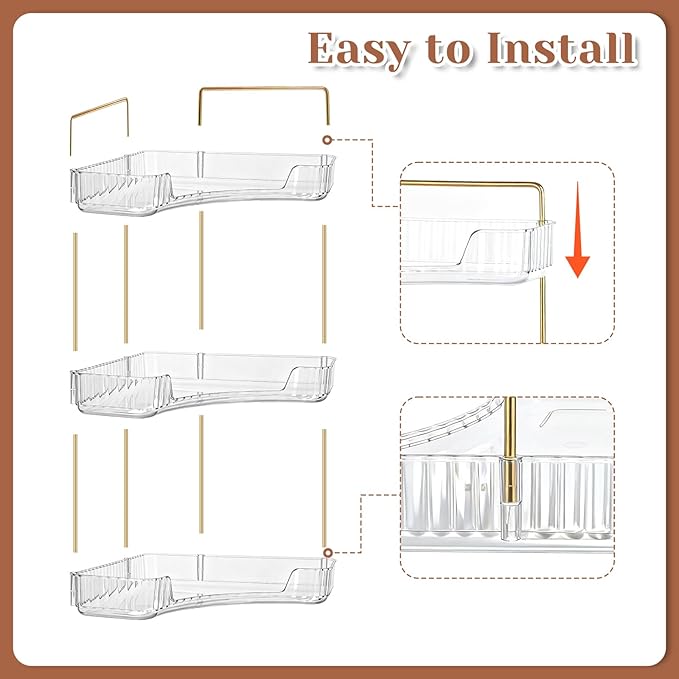 Corner Bathroom Counter Organizer, Vanity Makeup Cosmetic Storage, Makeup Organizer for Vanity, Perfume Tray Holder, 3 Tier Bathroom Countertop Organizers Shelf, for Dresser Kitchen Corner Storage