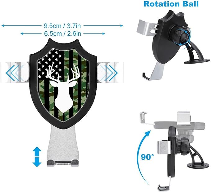 Phone Mount for Car Dashboard Air Vent Windshield Deer Camo Camouflage American Flag Hunting Black Fashion Phone Holders