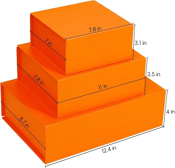 Rsgift Orange Graduation Gift Boxes, 11x7.8x3.5 Inches, with Lids, Perfect for Valentines Day, Birthdays & Presents