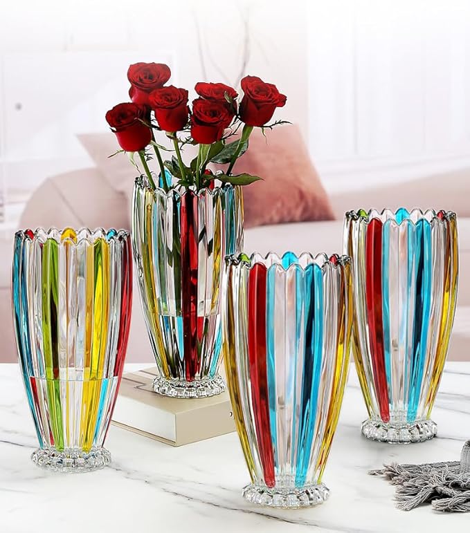 Large Colorful Glass Vase 10.6 in Tall Vase