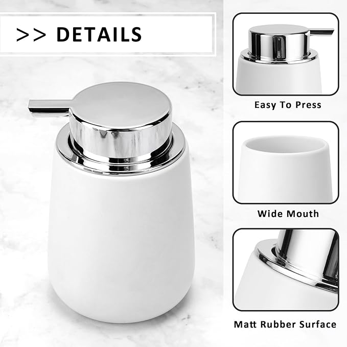 Soap Foaming Dispenser Ceramic with Easy-to-Press Pump Hand Foam Dispenser for Shampoo Bathroom Kitchen 12 oz