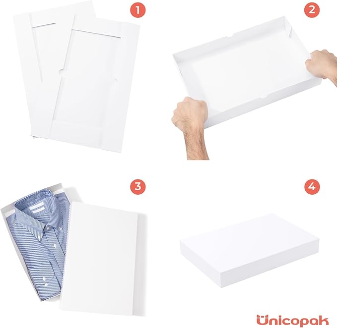 UnicoPak 12 Pack Medium White Cardboard Gift Boxes with Lids for Presents Shirt Boxes, 14.25x9.5x2 Inches