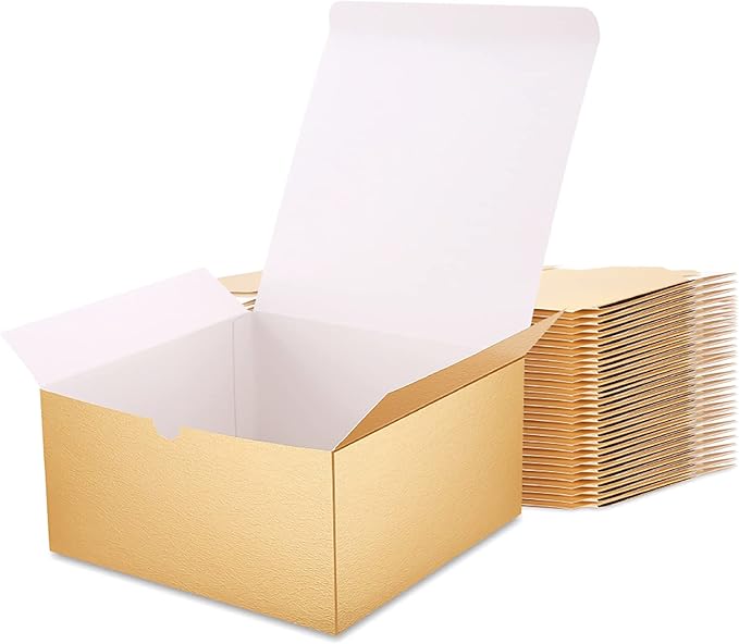 30 Gift Boxes 8x8x4 Inches Gift Boxes with Lids Boxes for Gifts Bridesmaid Proposal Boxes, Gold Gift Boxes Bulk for Light Weight Gifts, Crafting
