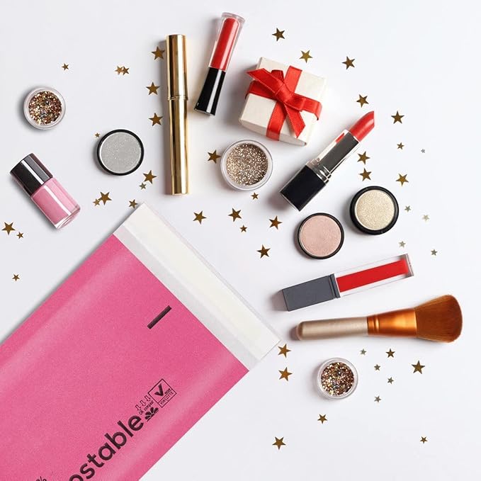 4x8 100% Biodegradable Bubble Mailers,25 Count Red #000 Compostable Padded Packaging Wrap Envelopes Pouches Eco Friendly Self Seal Bags