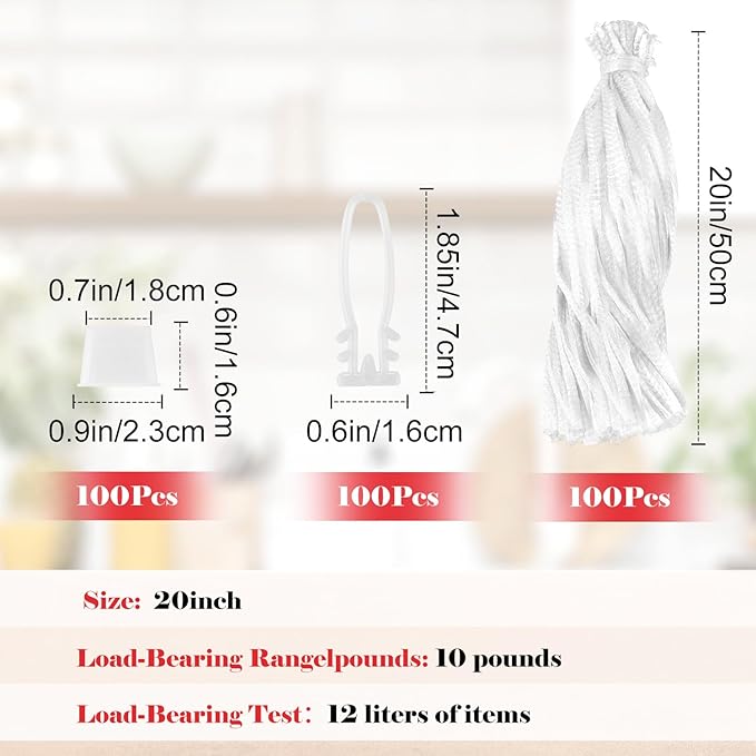 100 Pcs Reusable Mesh Produce Bags, 20 Inch Seafood Boil Bags for Crab with 100 Loop Closures, Onion Potato Storage Net Bag for Vegetables Fruits Seafood