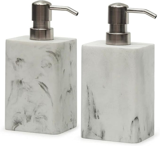 Soap Dispenser 2 Pack, 15 Oz Soap Dispenser with Brushed Nickel Pump.Refillable Hand Soap Dispenser for Bathroom Countertop & Kitchen Home Decor-White