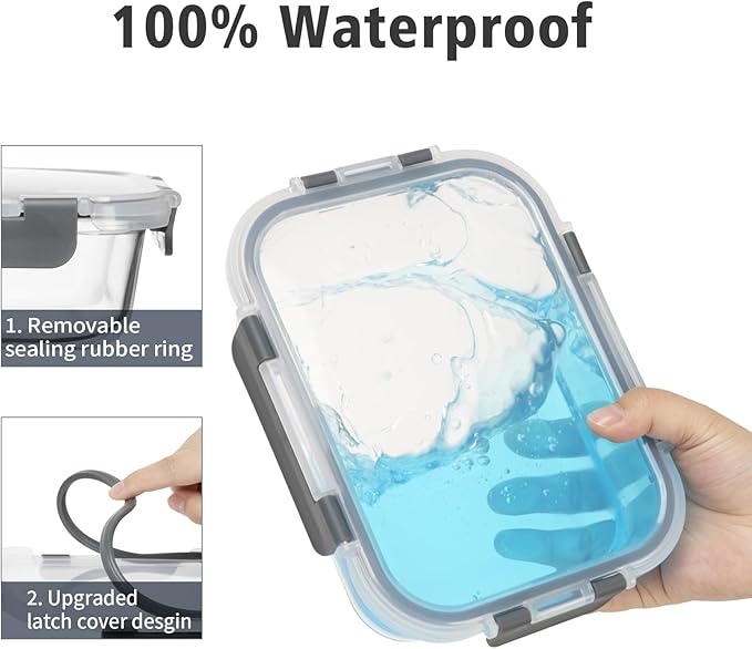 18 Pieces Glass Food Storage Containers with Lids,Airtight Glass Meal Prep Containers,Glass Storage Containers Set for Kitchen,Pantry BPA Free & Leak Proof (9 lids & 9 Containers)