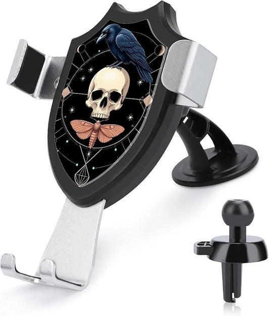 Phone Mount for Car Dashboard Air Vent Windshield Black Raven Moon Skull Fashion Phone Holders