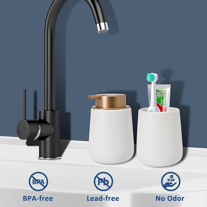 Soap Dispenser Ceramic with Easy-to-Press Pump Hand Lotion Liquid Dispenser for Shampoo Bathroom Kitchen 12 oz