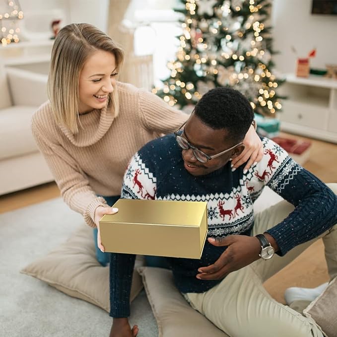 Gold Gift Boxe 12" x 6" x 4" with Magnetic Closure Lid Gift Boxes for Presents,Bridesmaid Gifts Box,Cute Box,Birthday Gift box,Luxury for Gift Packaging, Magnetic Gift Box for Wrapping Gifts (Gold/5PCS)