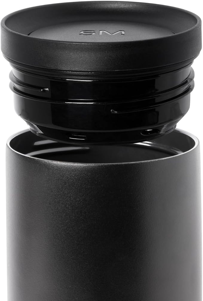Simple Modern Travel Coffee Mug Tumbler with 360° Lid | Ceramic-Lined Insulated Stainless Steel Cold Brew Iced Coffee Cup | Gifts for Women Men Her Him | Voyager Signature | 12oz | Midnight Black