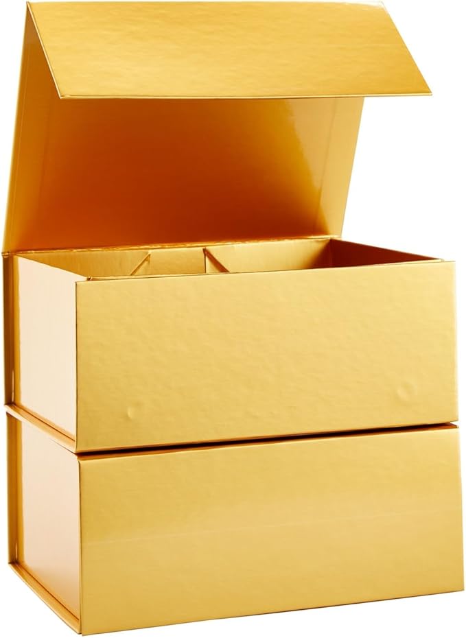 Stockroom Plus Magnetic Gold Gift Boxes with Lids - 9.5 x 7 x 4 In, Jewelry Gift Box 6 Pack, Gold - Magnetic Closure & Cardboard Construction