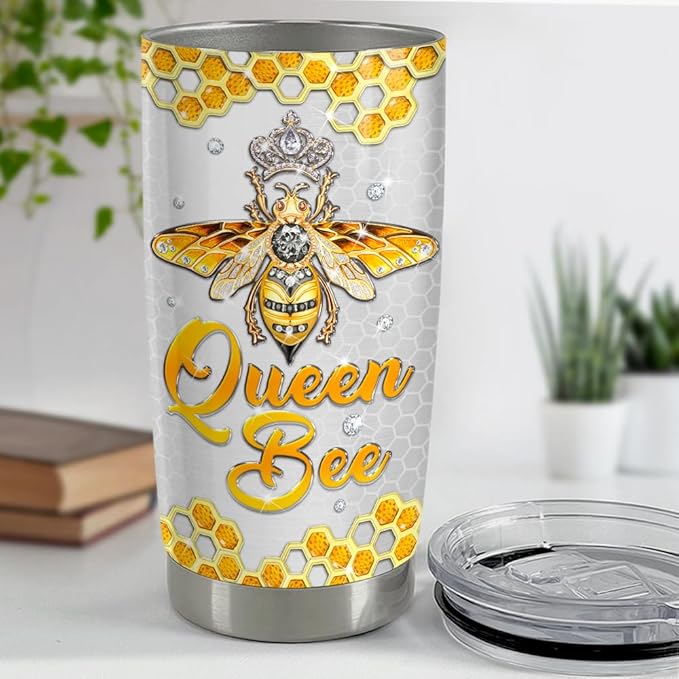 SANDJEST Bee Tumbler 20oz Jewelry Drawings Stainless Steel Insulated Tumblers Gifts for Women Girls Coffee Travel Mug Cup Gift for Birthday Christmas
