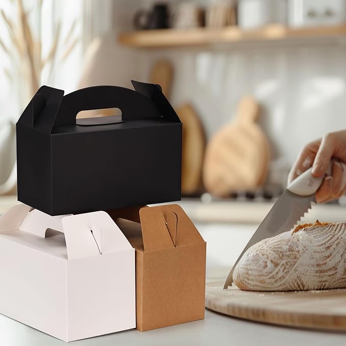 xiepipipaper 12Pack Large Party Favor Boxes,Black Treat Boxes, (9.45 * 5 * 5"),Large Goodie Boxes, Gable Gift Boxes with Handles,Candy Boxes for Kids Birthday Baby Shower Wedding Halloween Christmas.