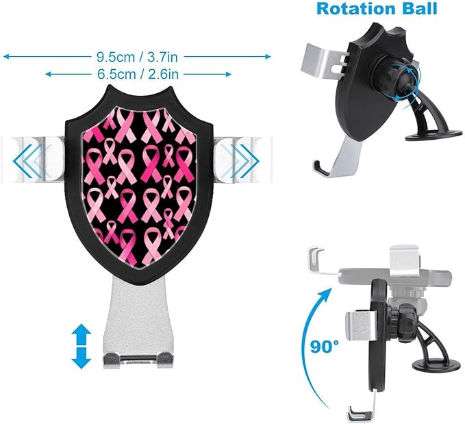 Women's Phone Holders Breast Cancer Awareness Ribbons Pink Universal Hands Free Automobile Cell Phone Holder