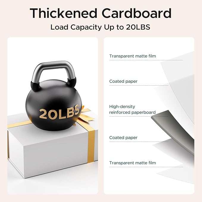 HongCai printing Large Gift Box with Lids White: 2 Pack 13.5×10×5 Inches Packaging with Magnetic Lid - Holds Valentines Christmas Bridesmaid Gifts - Ideal for Couples Friends Family