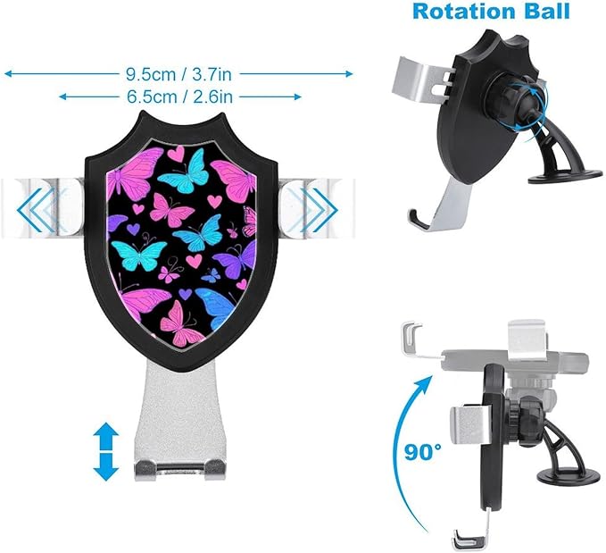 Universal Hands Free Automobile Cell Phone Holder, Phone Mount for Car Dashboard Air Vent Windshield Trippy Goth Magic Butterfly