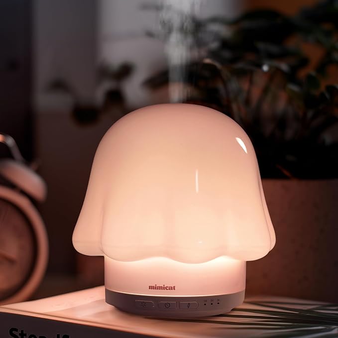 Essential Oil Diffuser for Home Glass: mimicat Timer 120ml Ultrasonic Cool Mist Aromatherapy Diffusers for Bedroom Office with Soft Night Light Pink