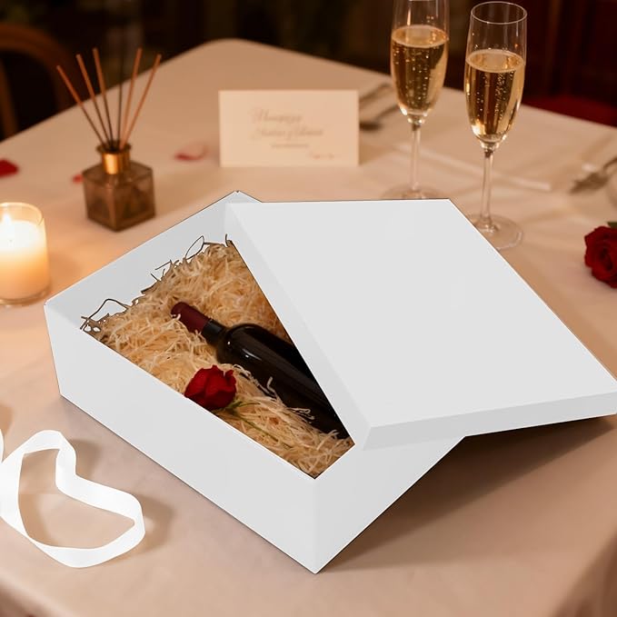 Gift Box, 16.5x13x5.5 inches Large White Gift Boxes with Lids for Presents, Birthday Box Contains Card Ribbon Shredded Paper Filler, Gift Wrap Boxes for Valentine Mother's Day Christmas Anniversary