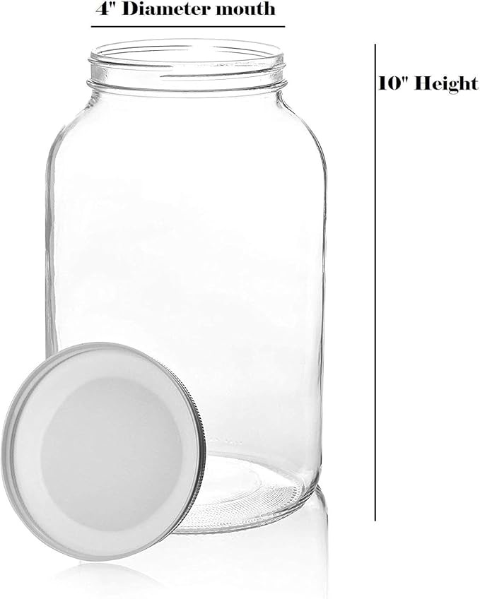 kitchentoolz Glass Flour & Sugar Jar Set - Large Gallon Glass Jars with Metal Airtight Lids- Containers for Pantry Storage - Big Mason Jars & Caps Made in USA