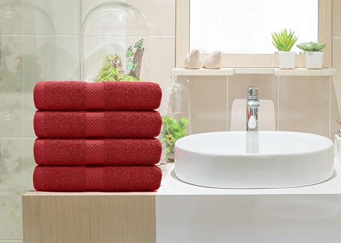 DAN RIVER 6-Pack Premium Hand Towels (16x28 Inches) - 100% Cotton, Ultra Soft, Lightweight, Highly Absorbent Towels for Bathroom, Spa, Gym, Salon, Hotel, and Travel - 550 GSM – Red