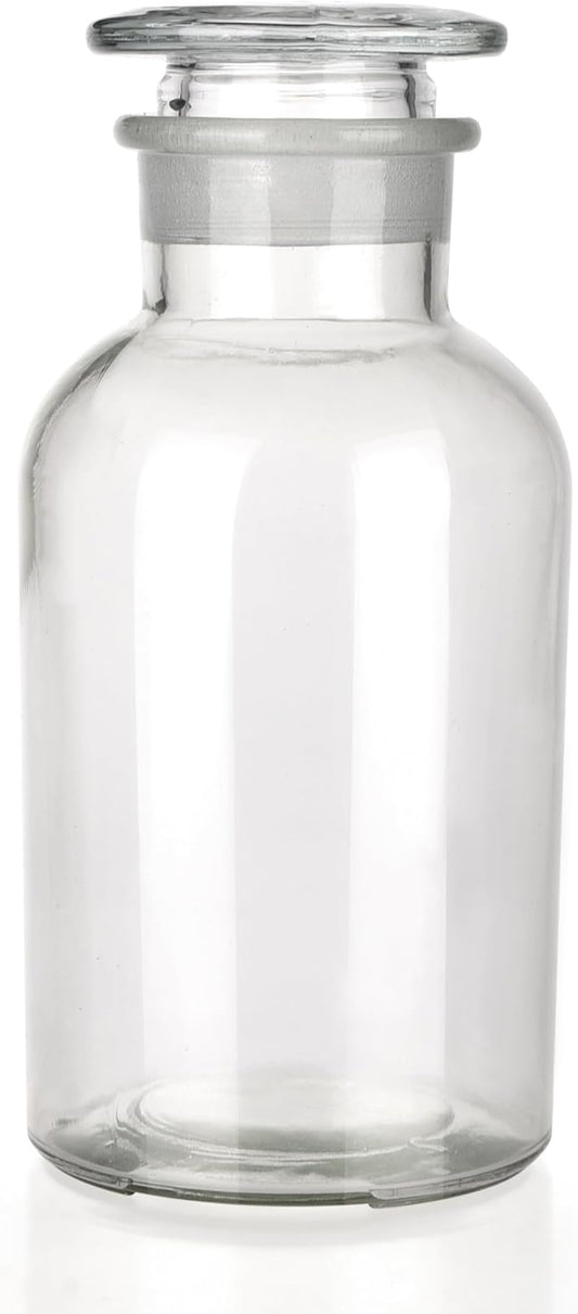 Lab Glass Reagent Bottle,Wide Mouth Glass Storage Bottle with Ground Stopper,Decorative Bottles/Vase (Clear, 1000ML)