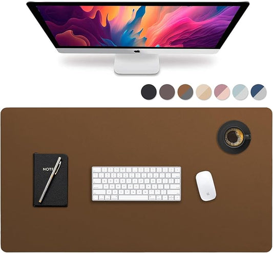 Vine Creations Leather Desk Pad - Large 44" x 22", Desk Protector, PU Leather, Brown