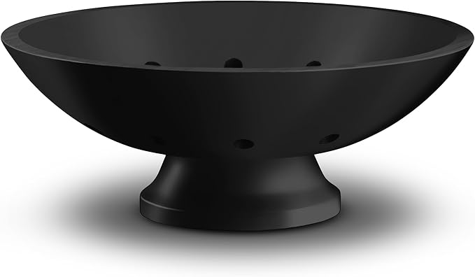 Black Wooden Fruit Bowl - Large Decorative Pedestal Bowl for Kitchen Counter & Dining Table Centerpiece, Modern Bamboo Serving Bowl for Fruits, Salads, Snacks, Keys, Bread, Entryway or Home Decor Gift