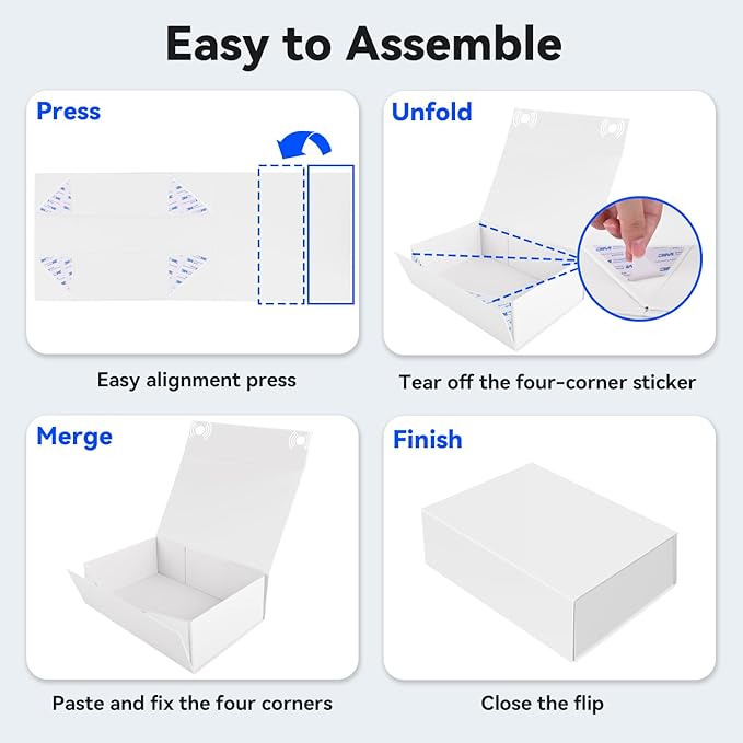 Brothersbox White Gift Box 13.8"x9.1"x4.3" Large Gift Boxes for Presents with Magnetic Lid, Ribbon, Collapsible Boxes for Gift Packaging Mother's Day Christmas Birthday Wedding