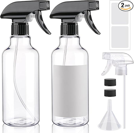 Spray Bottles 16.9oz Plastic Empty Spray Bottle for Hair Mist/Stream Spraying Heavy Duty Water Spray Bottles for Cleaning Solutions, Plants, Essential Oils 2 Pack (16.9oz)