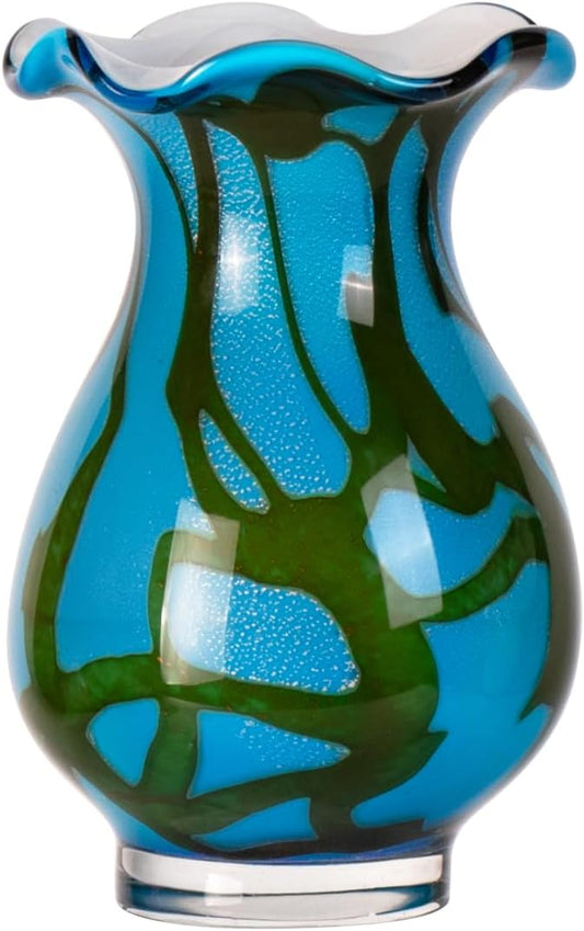 KAMMAK Colored Glass Vase, Beautiful Hand Blown Decorative Vase, Modern Art Vase for Flower Mantle Dining Table Centerpiece, Entryway Living Room Wedding Decoration, FH007