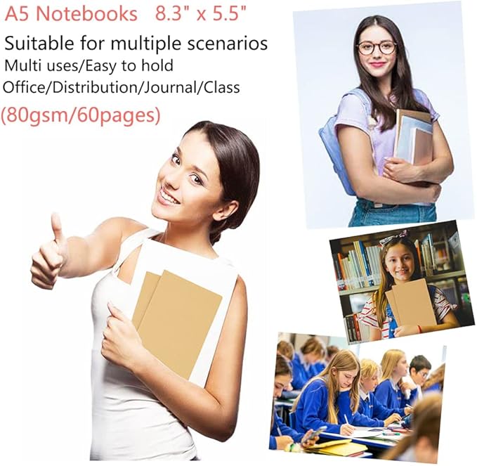 32 Pack Notebook Journals for Travelers, Students and Office, Writing Diary Subject Notebooks Planner with Thick Paper, 60 Pages, 30 Sheets, 8.3x5.5 inch, A5 Size, Travel Journal Set (Lined)