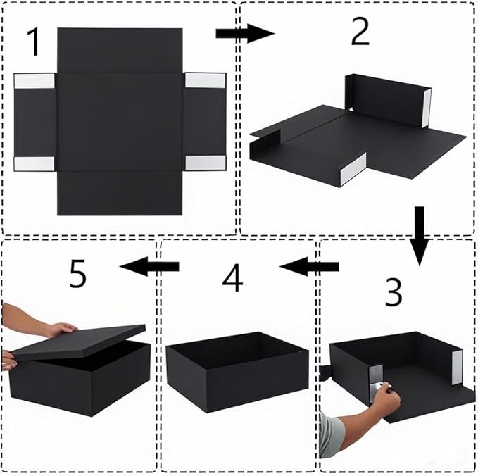 1Pcs Black Extra Large gift box with lids 16.5×13×8 Inches gift boxes for presents,Birthday Box (include Ribbon, Paper Shred Filler Gift Card & Envelopes)