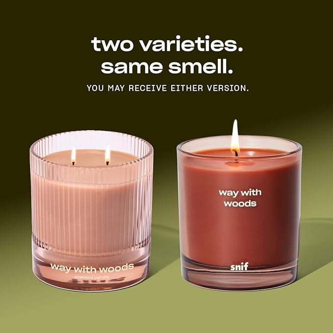 Way with Woods Luxury Scented Candle by Snif, Inviting, Crisp Scent, 50+ Hours, 100% Cotton Fiber Wicks, Soy Wax Blend, Non-Toxic, Vegan, 8.5 oz