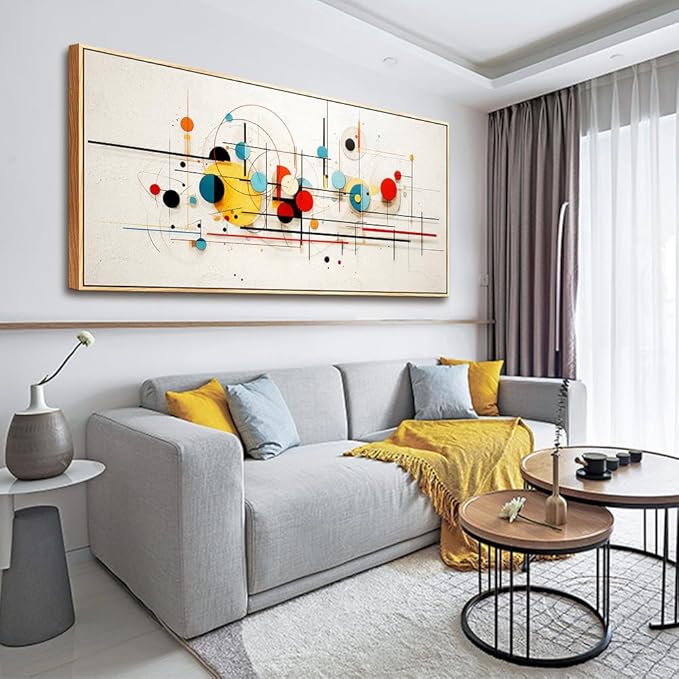 hyidecorart Wall Art For Living Room Large Wood Framed Decorations For Bedroom Room Modern Office Wall Decor Color line Abstract Wall Painting Mural Canvas Prints Pictures Artwork Home Decor