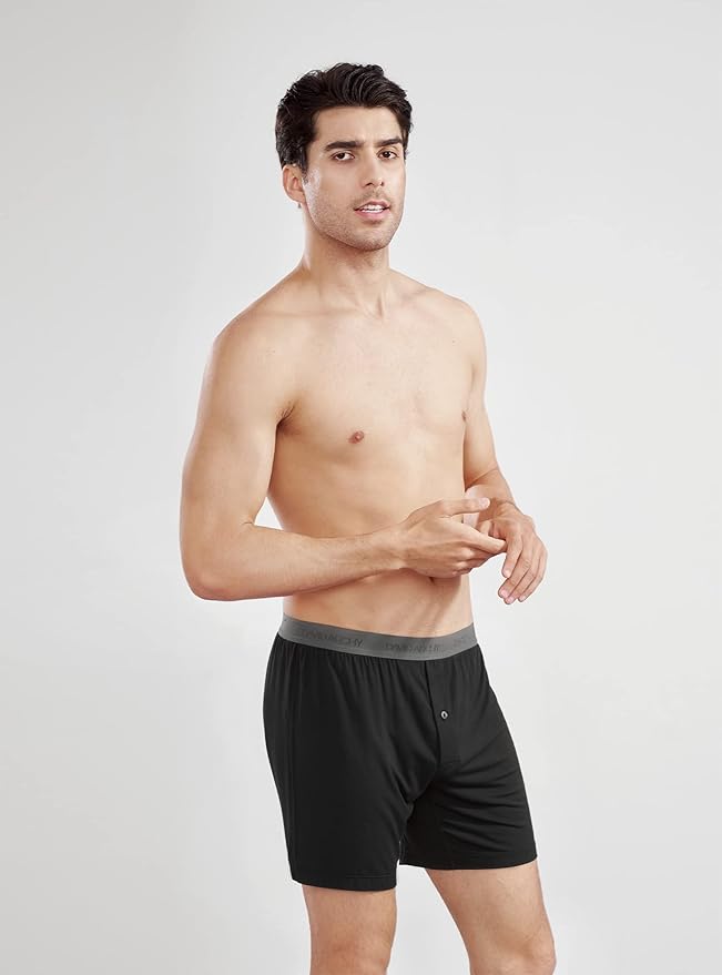 DAVID ARCHY Mens Underwear Bamboo Rayon Boxers for Men Breathable and Cool Men's Boxer Shorts with Button Fly 3 or 5 Pack